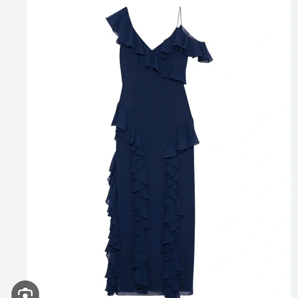 Mikael Aghal navy dress sz 8.  Beautiful and elegant. - Picture 2 of 7